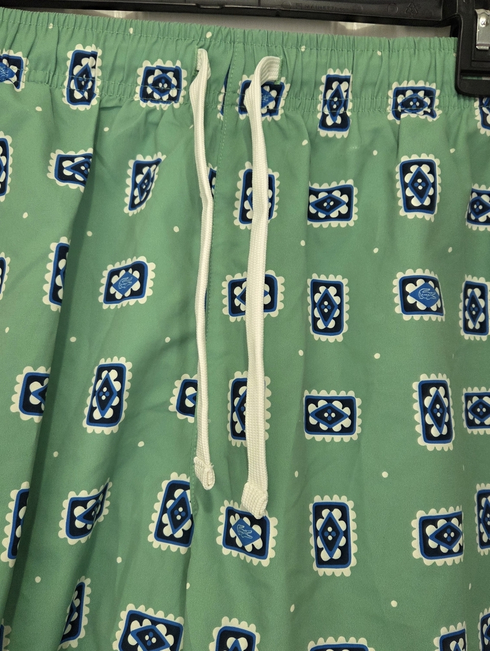 Lacoste L!VE Men Print Green Swim Trunks Shorts Large Mesh Lined Croc Logo - Picture 3 of 10
